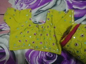 Green Embellished Dress Material