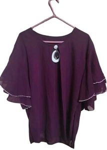 Purple Ruffle Sleeve Top