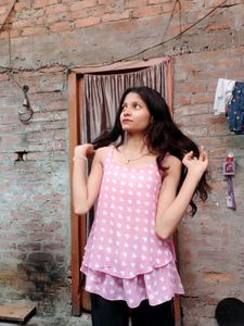 Pink Heart Print Tank Top