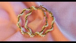 Elegant Gold &amp; Pearl Hoop Earrings