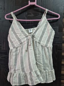 Striped Tie-Front Tank Top