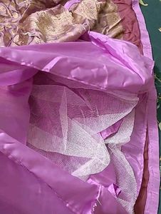 Partywear  Lavender Full Flayered Silk Gown
