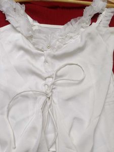 Ruffle Trim Tie-Front Corset Top