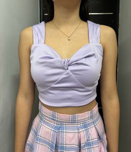 Lavender Sleeveless Crop Top