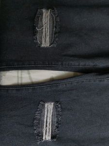 URBANIC HEAVY DISTRESSED BOOTCUT BLACK JEANS