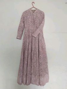 Women&#39;s Embroidered Long Sleeve Embellished Neck Gown