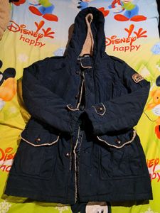 Navy Blue Hooded Winter Parka
