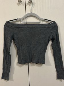 Dark Grey Off Shoulder Top