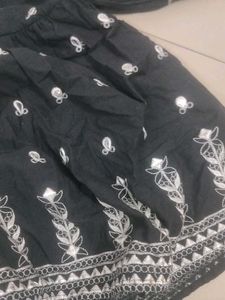Black Embroidered Peplum Top