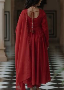 Elegant Red Anarkali Kurta Set