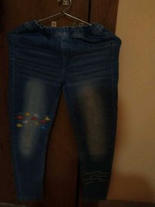 Cute Girls' Jeans with Embroidery