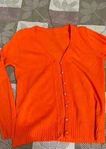 Orange Cardigan Sweater