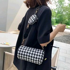 Houndstooth Barrel Bag