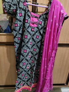 pink and Black kurta suit set fully stiched