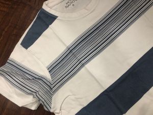 Stylish Men&#39;s Striped T-Shirt - Blue &amp; White