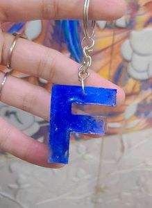 Blue 'F' Initial Keychain