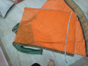 Orange &amp; Green Lengha