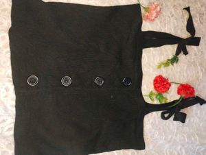 Black Button-Front Tank Top