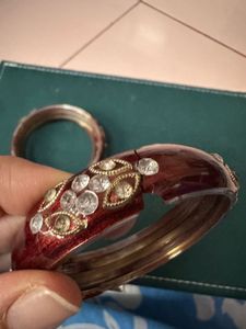 Red &amp; Rhinestone Bangles
