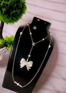 Korean Inspired Bow Layered Necklace