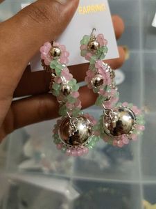 Green And Pink Combination Jhumka