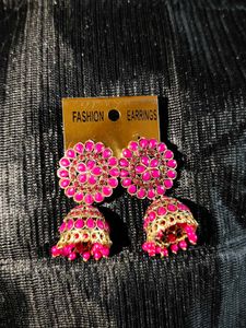 Pink Jhumka Earrings