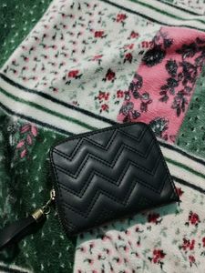 Black Chevron Zip Around Wallet