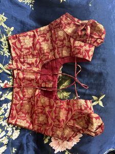 Red &amp; Gold Brocade Blouse
