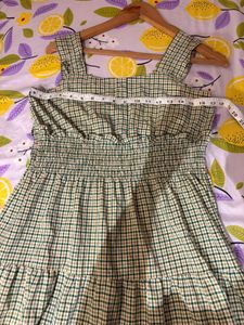 Beautiful Green Plaid Tiered Midi Dress