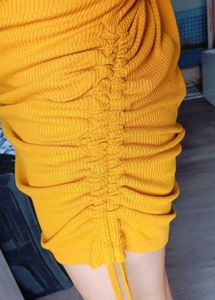 Mustard Ribbed Mini Dress(L)