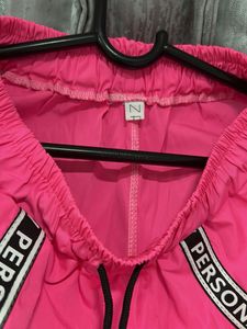 Pink Graphic Print Track Pants