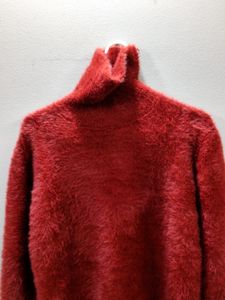 premium imported red eyelash knit turtleneck sweat