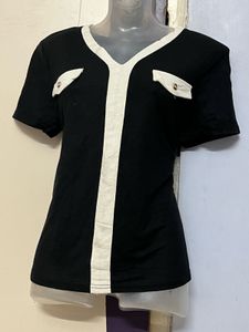 Korean Pintrest Chic Black &amp; White Top