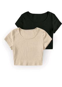 Ribbed Crop Top Set - 2 Pack