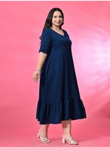 Elegant Navy Blue Midi Dress