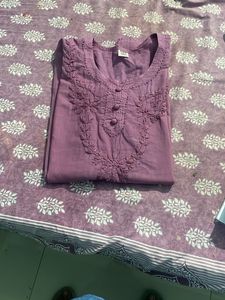 Purple Chikankari Short Kurti