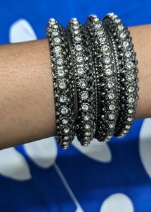 Black Metal Bangle Set 4 Piece