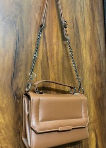 Brown Chain Attached Envelope Bag