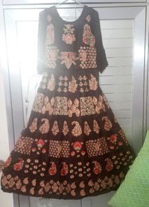 Brown Orange Women Party Wear Gown/Dress