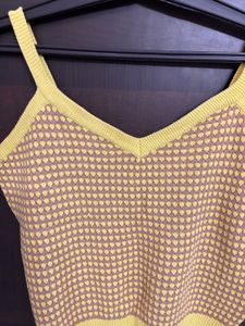 Yellow Patterned Knit Tank Top