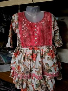 Girls Floral Print Party Dress