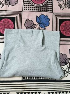 Gray Ribbed Turtleneck Top