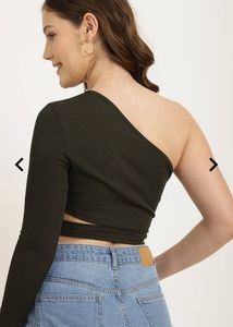Stylish Olive One-Shoulder Crop Top