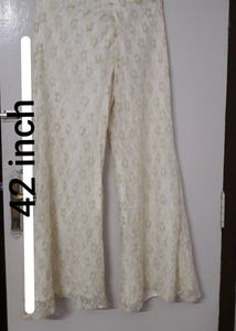 White And Golden  Cut Top With Pant
