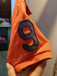 Orange Woodland Polo Neck Top