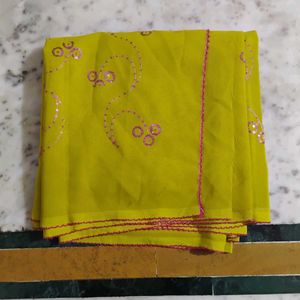 Women's Yellow Georgette Saree