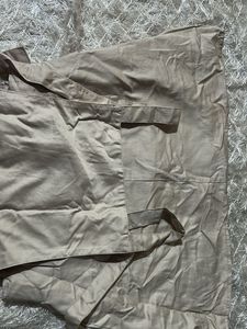 Beige Tie Waist Apron Dress