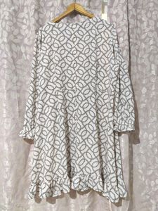 White Patterned Formal Dress - 3XL