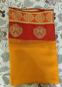 Yellow Cotton Saree With Free Size Blouse💛🥀✨