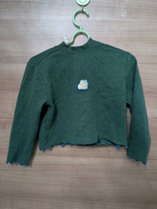 Green Ribbed Crop Top